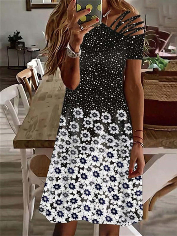 Robe haute-bas florale Damen Chic und Stil