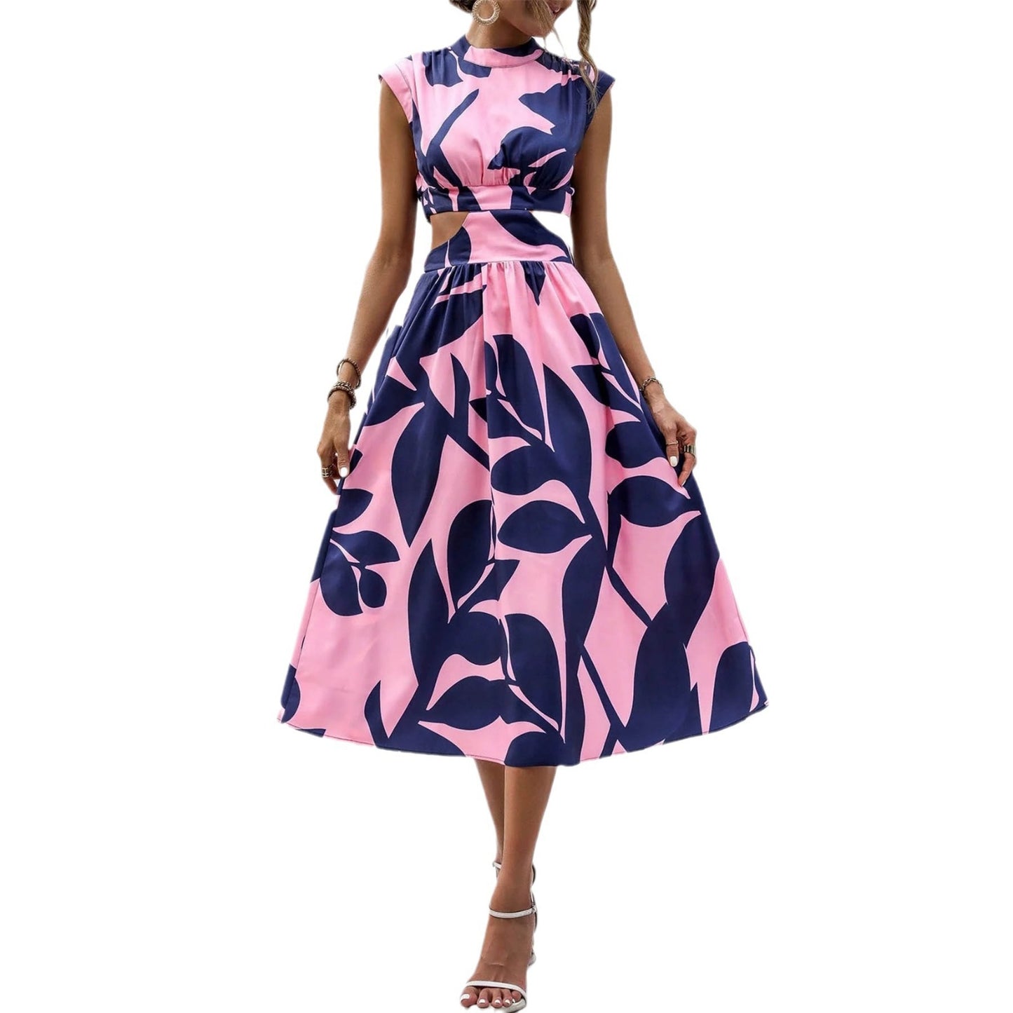 Robe maxi femme avec design de feuilles et détails découpés Chic und Stil