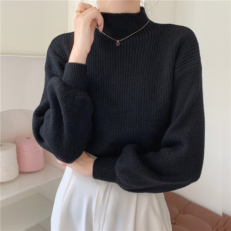 Pull femme tendance avec col montant et structure côtelée Chic und Stil