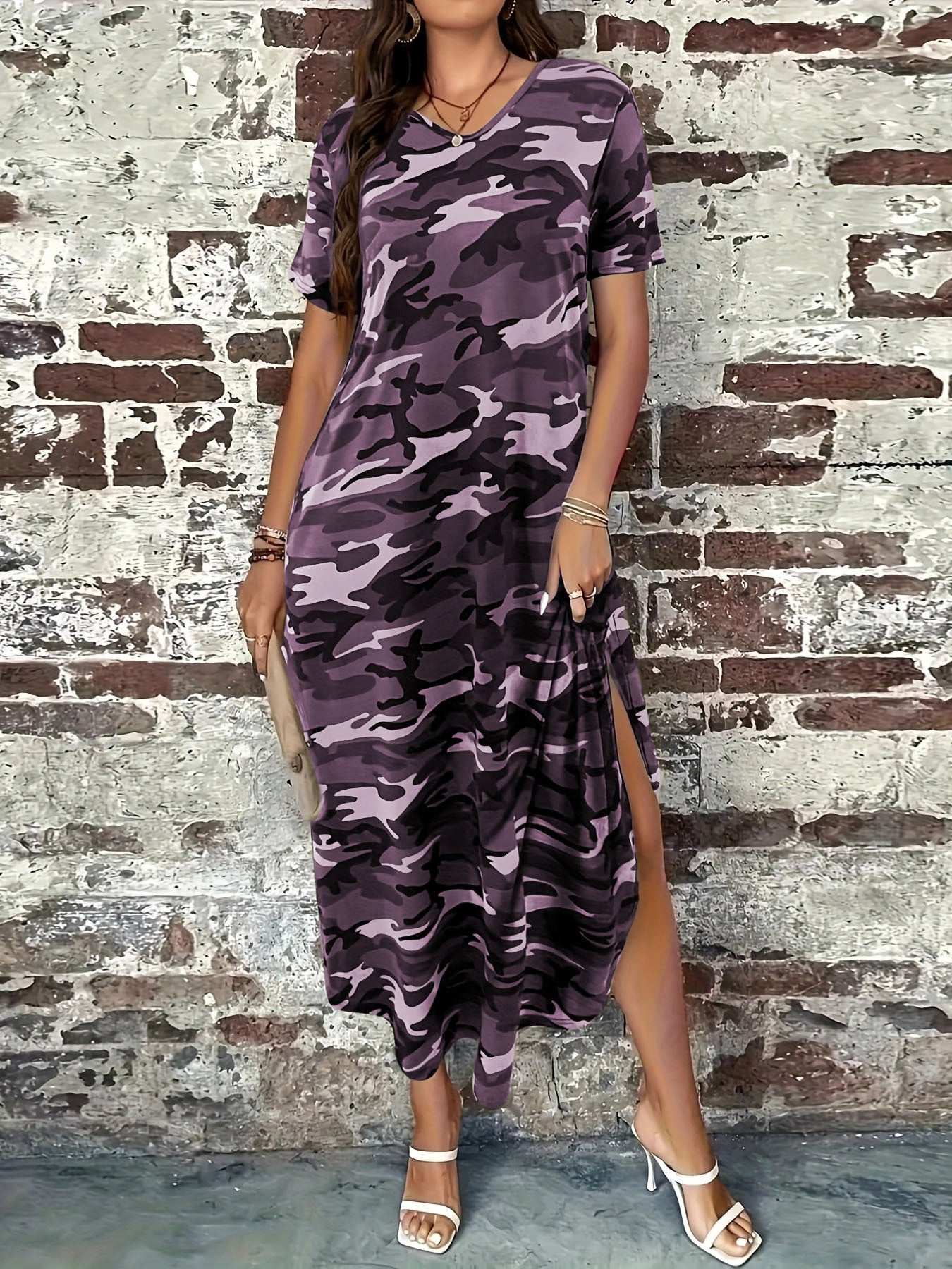 Robe Maxi Camo Imprimé de Loisirs pour Femmes Chic und Stil