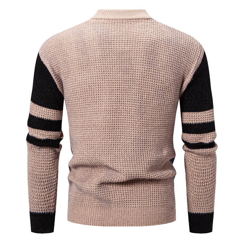 Pull moderne pour hommes avec design de blocs de couleurs texturés Chic und Stil