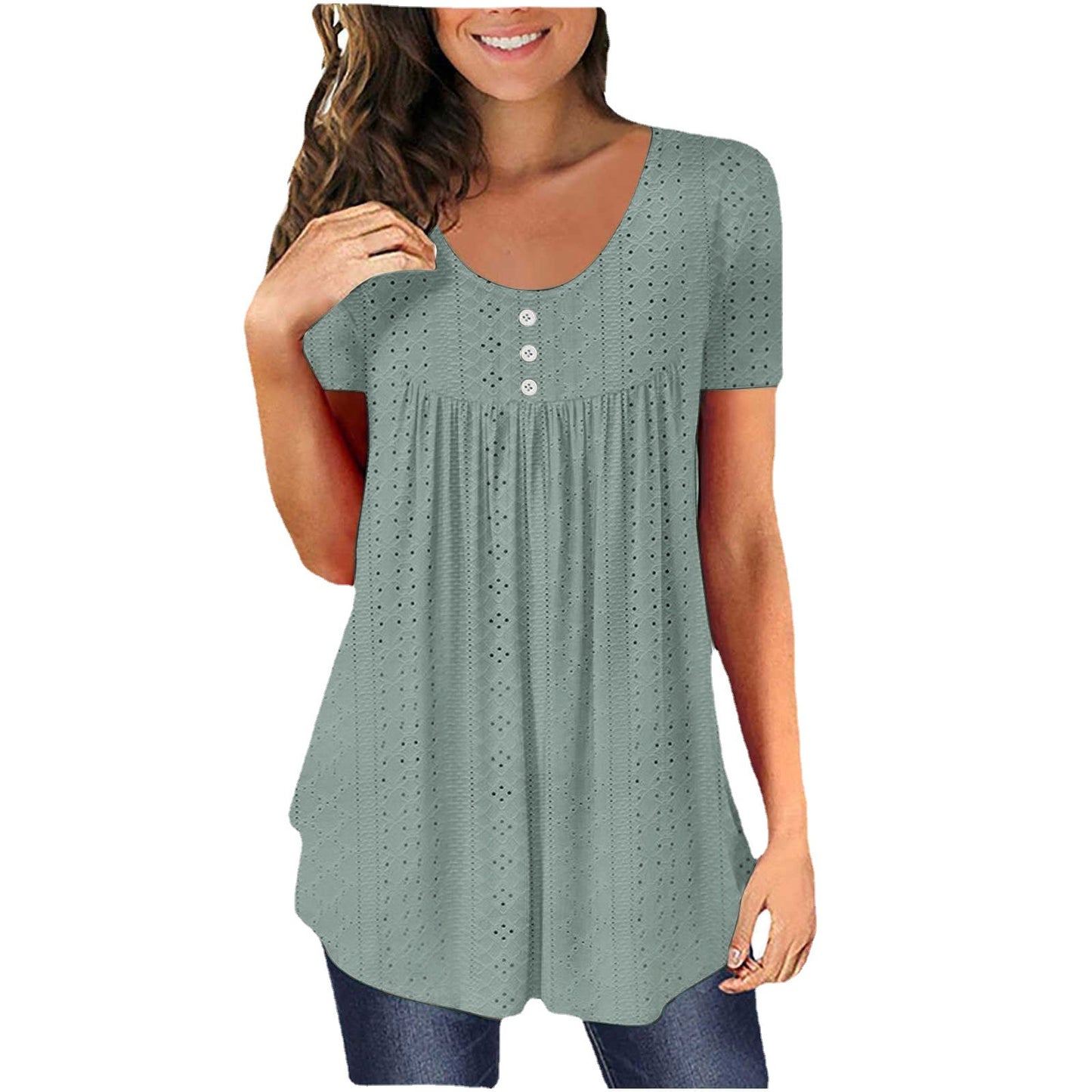 Chic and Stylish Women's Eyelet Tunic