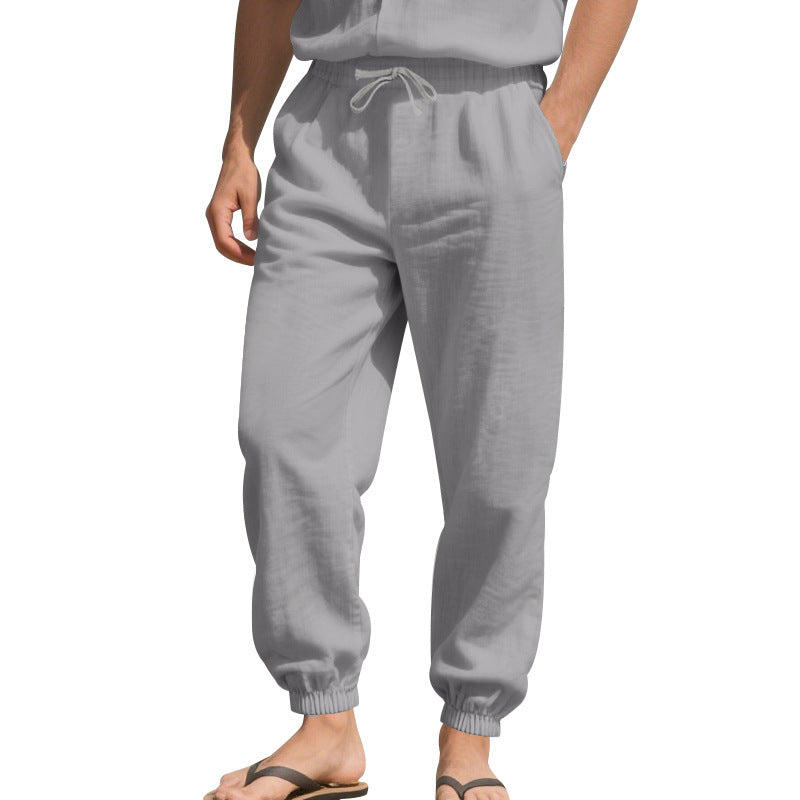 Pantalons de loisirs en lin aérés pour femmes avec taille élastique Chic und Stil