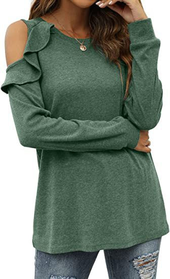 T-shirt à manches longues pour femmes avec des manches découpées et un détail volant Chic und Stil