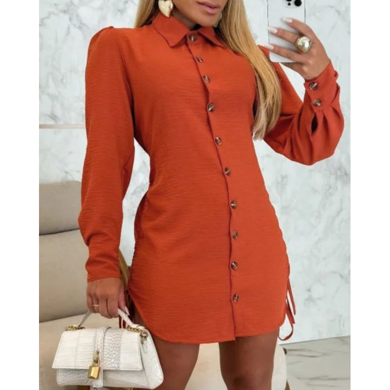Robe chemise à boutons pour dames à coupe féminine avec détails volants Chic und Stil