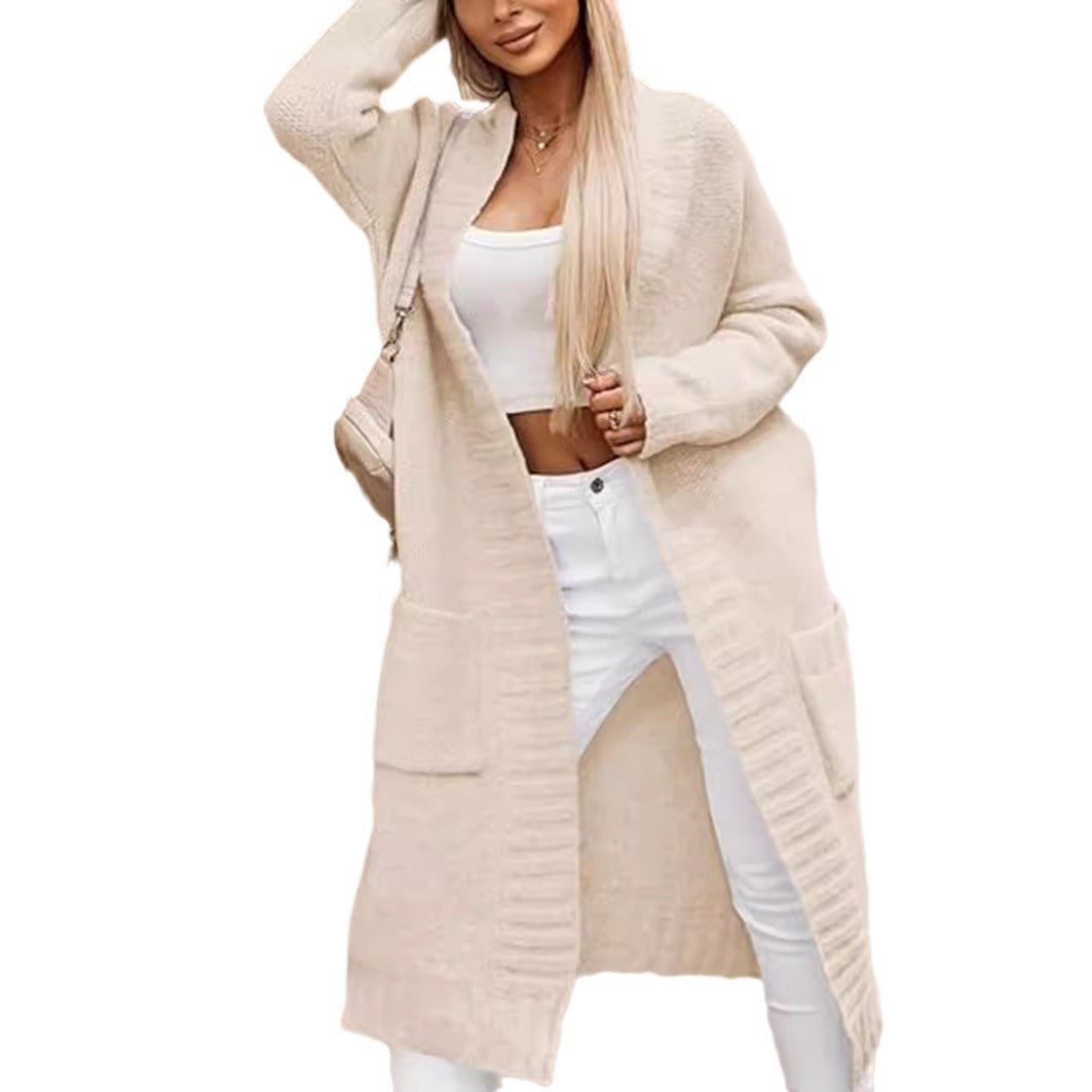 Veste longue pour femme en tricot avec poches profondes et coupe ouverte Chic und Stil