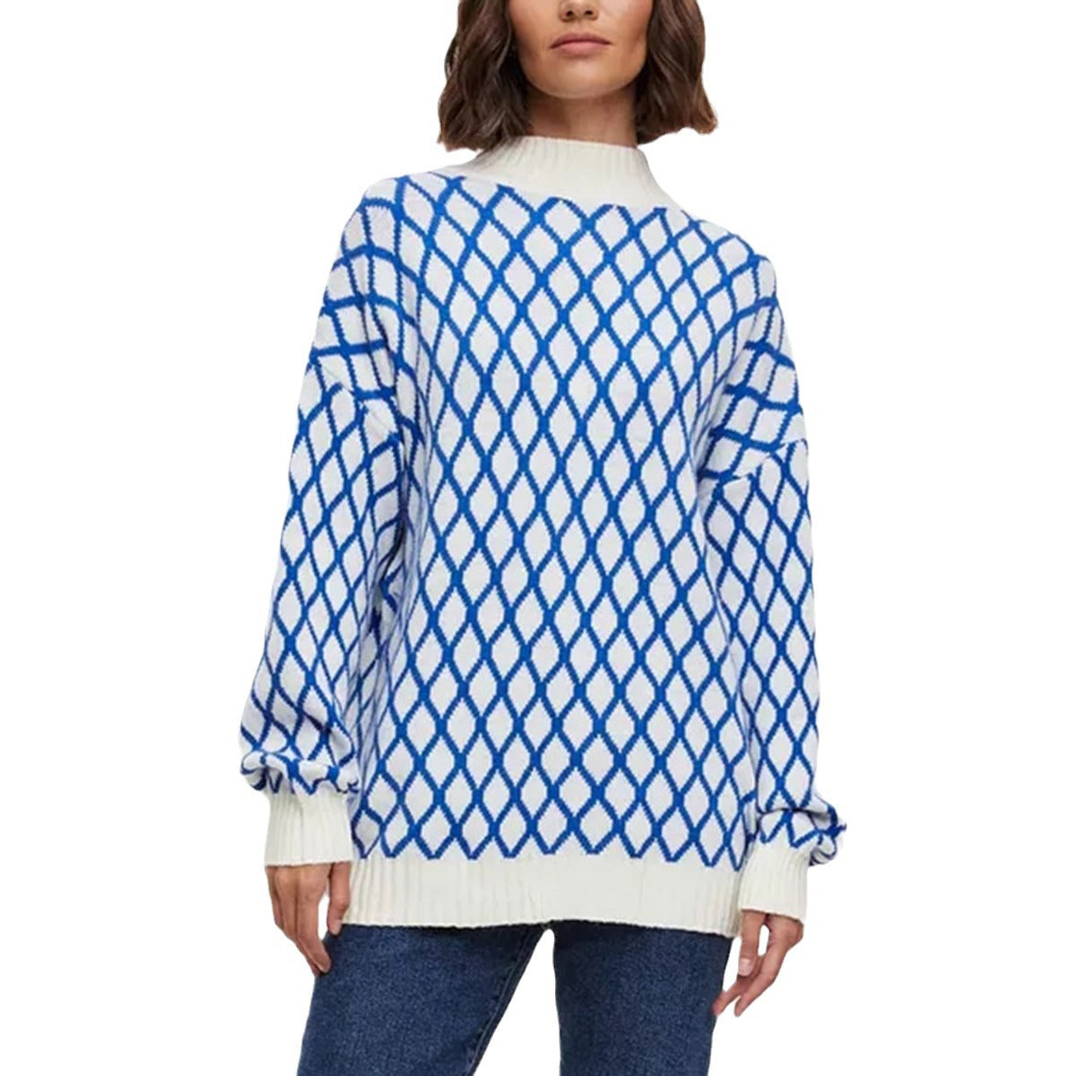 Pull décontracté pour femmes avec un motif en losanges moderne et une coupe décontractée Chic und Stil