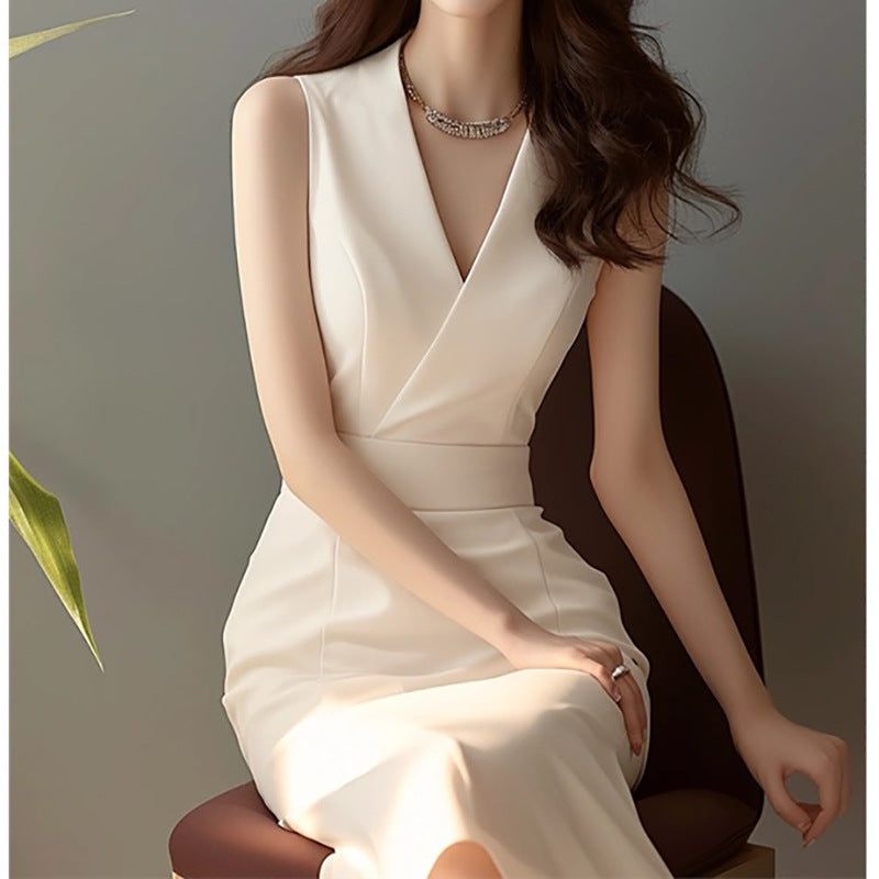Robe midi élégante à col en V pour femme Chic und Stil