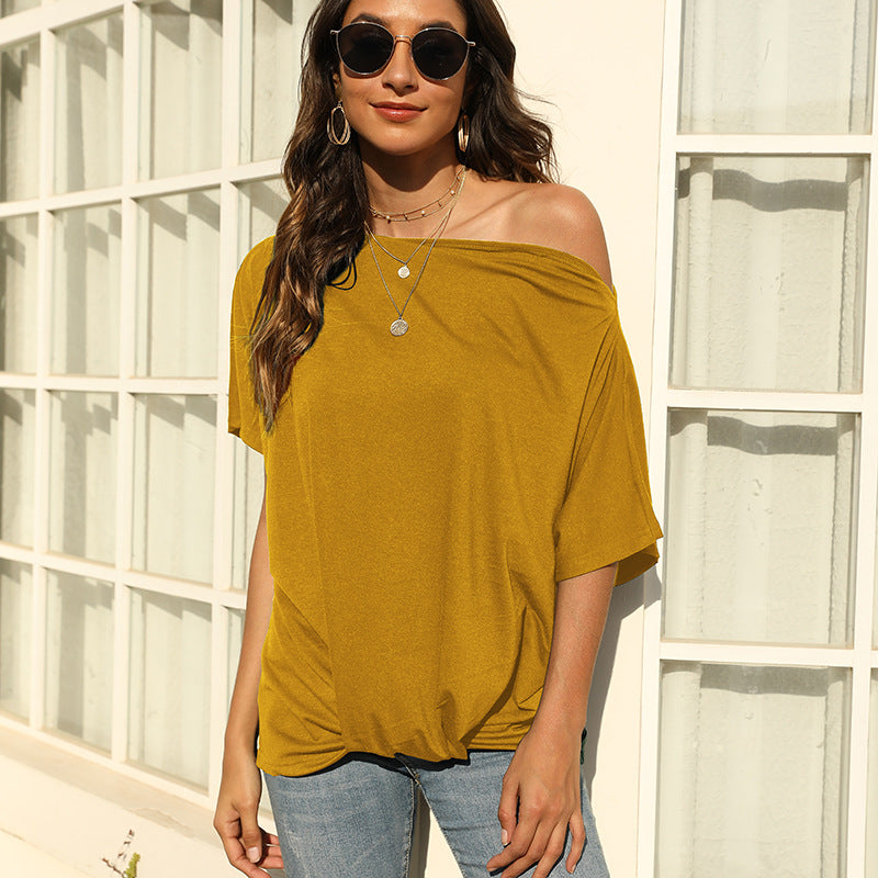 Women's off-shoulder t-shirt with relaxed fit and trendy knot detail Chic und Stil