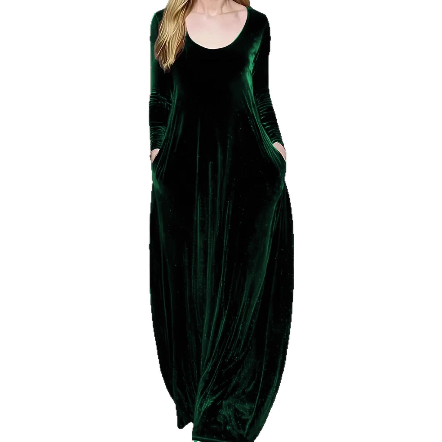 Robe maxi pour femmes en matériau velouté avec poches pratiques Chic und Stil