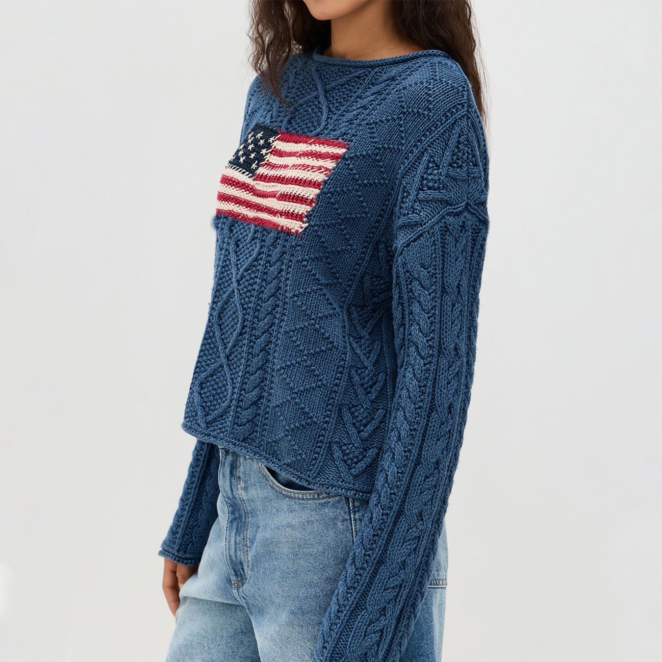 Pull en tricot pour femmes avec design drapeau américain Chic und Stil