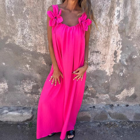 Robe maxi fluide pour femmes avec liens décoratifs aux épaules Chic und Stil