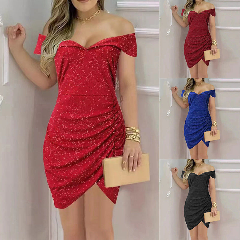 Robe portefeuille élégante pour femmes avec design off-shoulder et fronces Chic und Stil