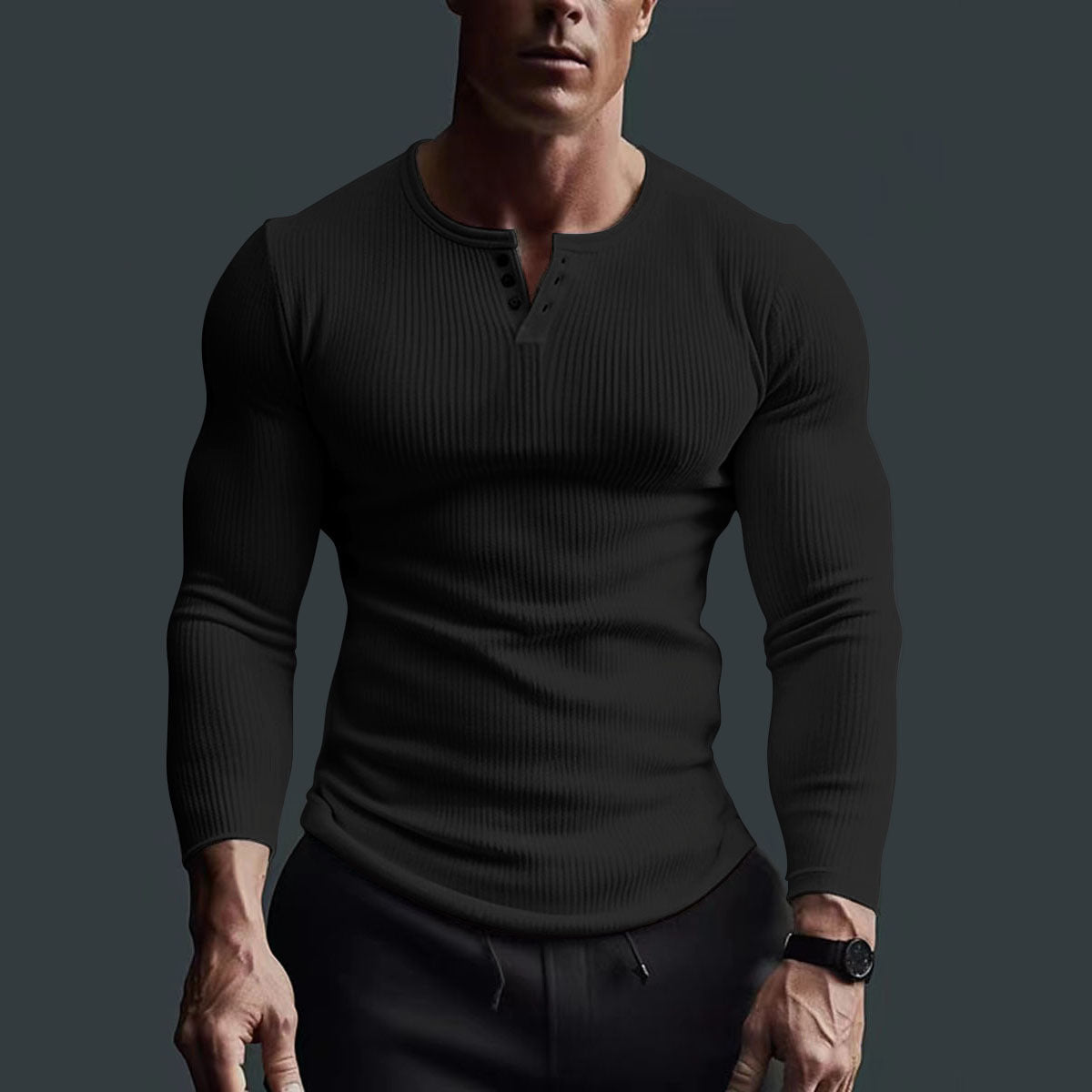 Chemise à boutons à manches longues pour hommes au design en rib moderne Chic und Stil