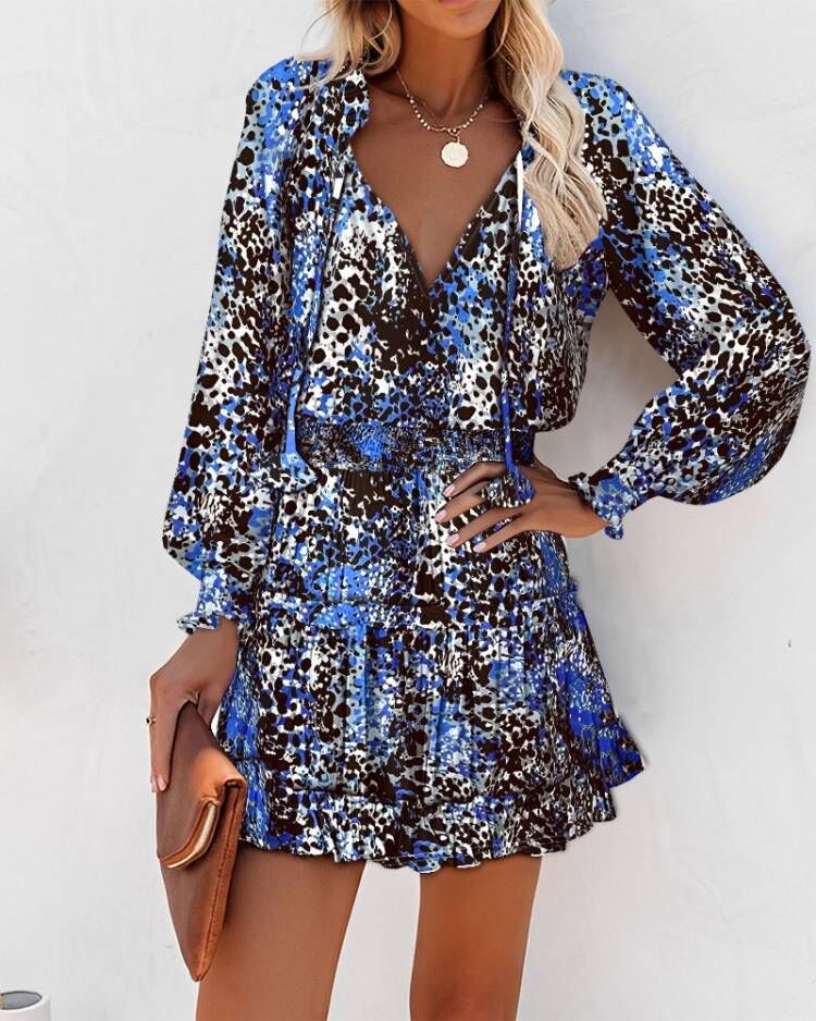 Robe mini fleurs à volants pour femmes élégante Chic und Stil