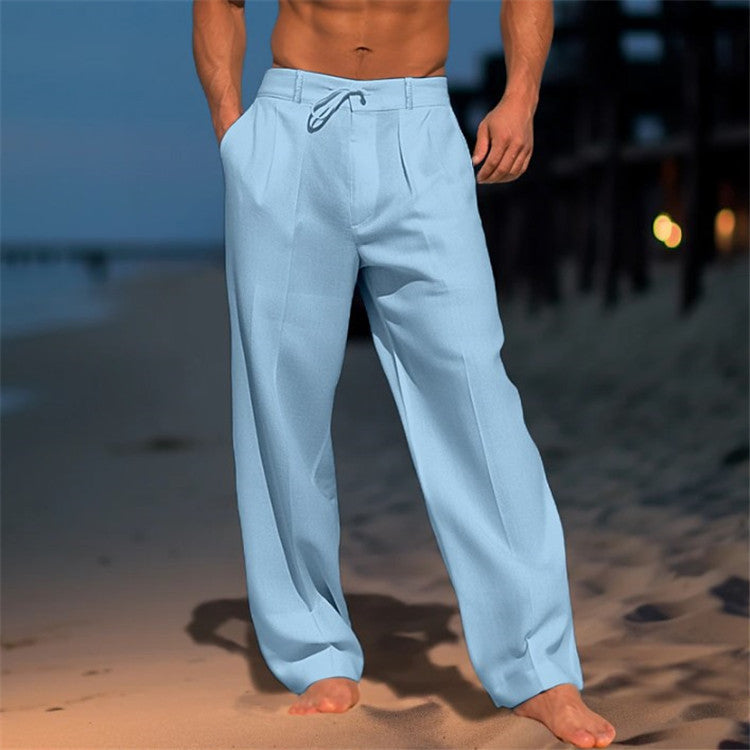Pantalon d'été ample pour hommes avec taille élastique et poches pratiques Chic und Stil
