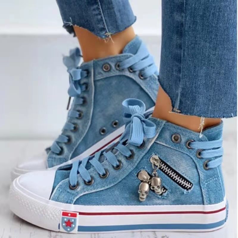 Baskets hautes pour femmes au look vintage moderne avec des détails de fermeture éclair tendance Chic und Stil