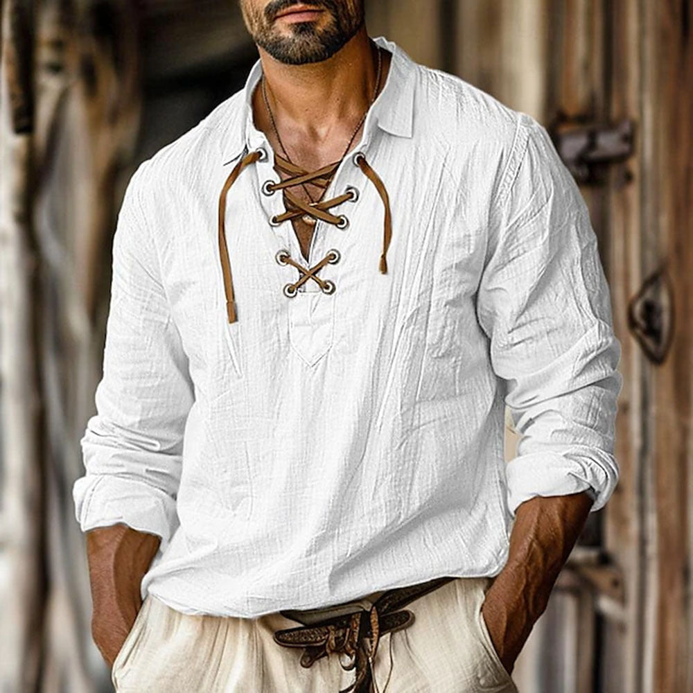 Chemise décontractée à manches longues pour hommes avec un élégant laçage Chic und Stil