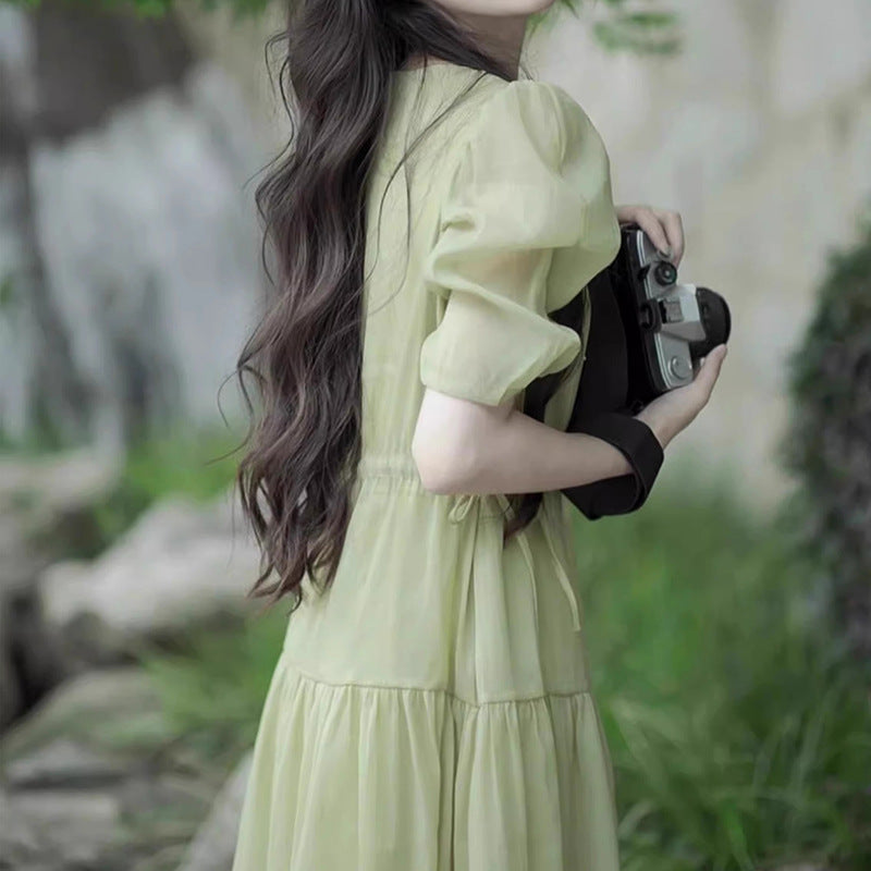 Robe maxi évasée à manches bouffantes pour femmes Chic und Stil