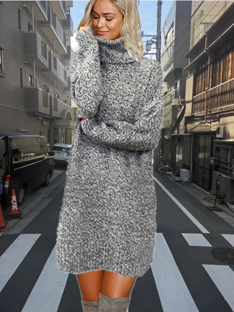 Robe en tricot pour femmes avec col montant en matériau douillet Chic und Stil