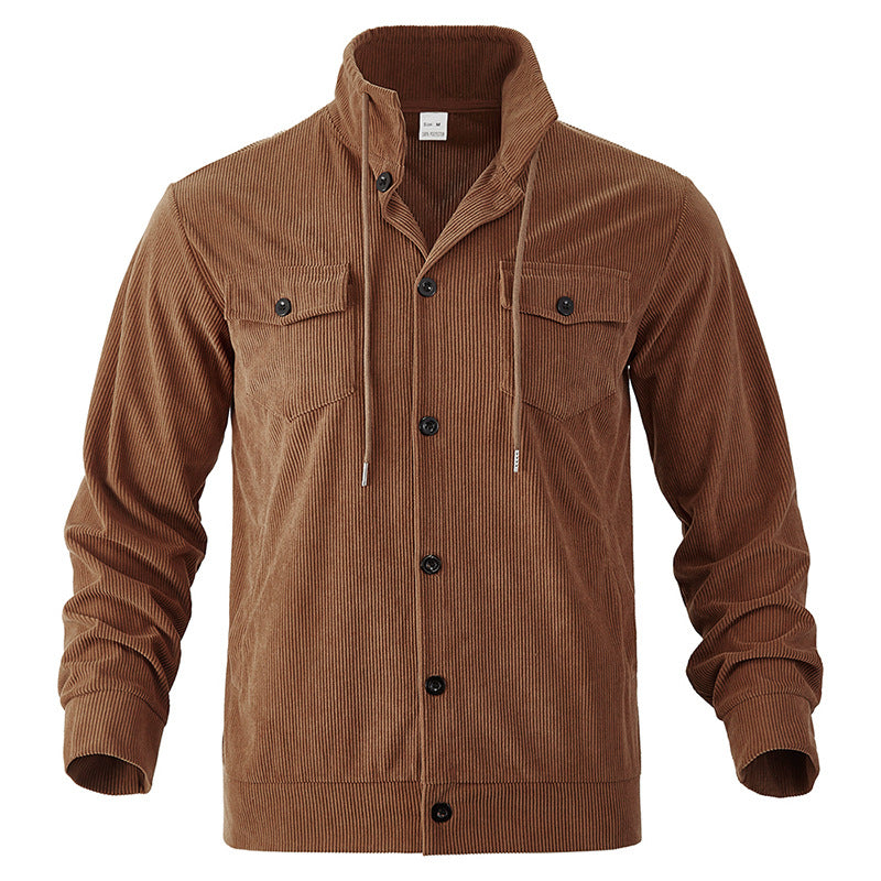Chemise utility pour hommes en velours côtelé texturé avec poches poitrine pratiques Chic und Stil