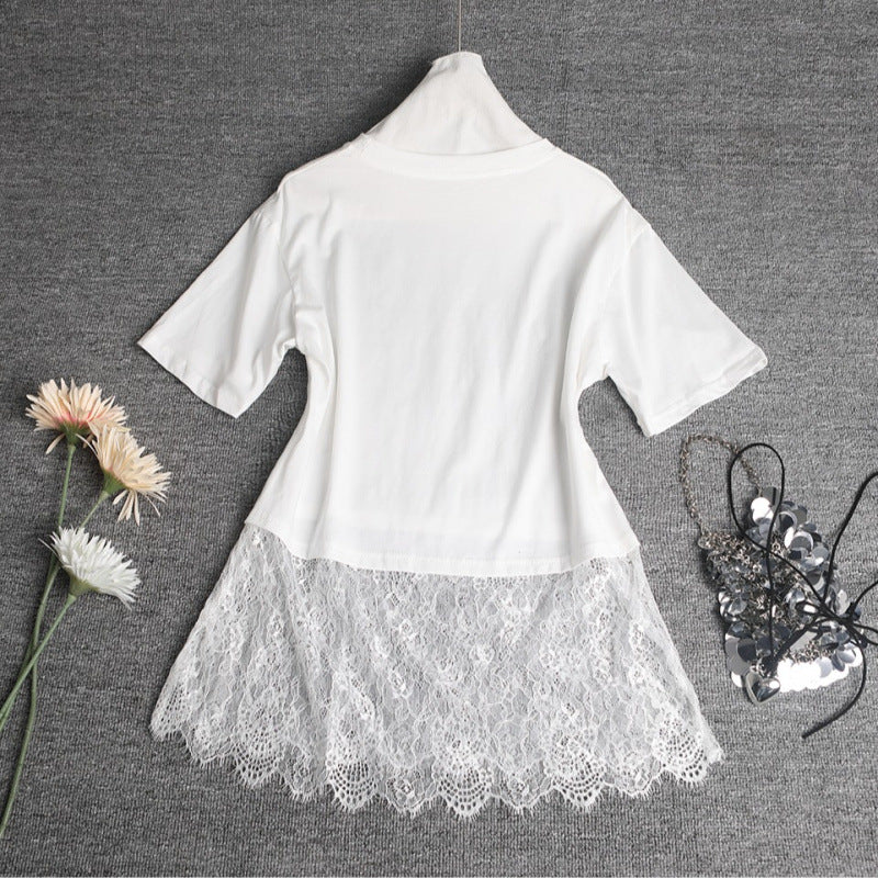 T-shirt Overlay en Dentelle Tendance Femmes Chic und Stil