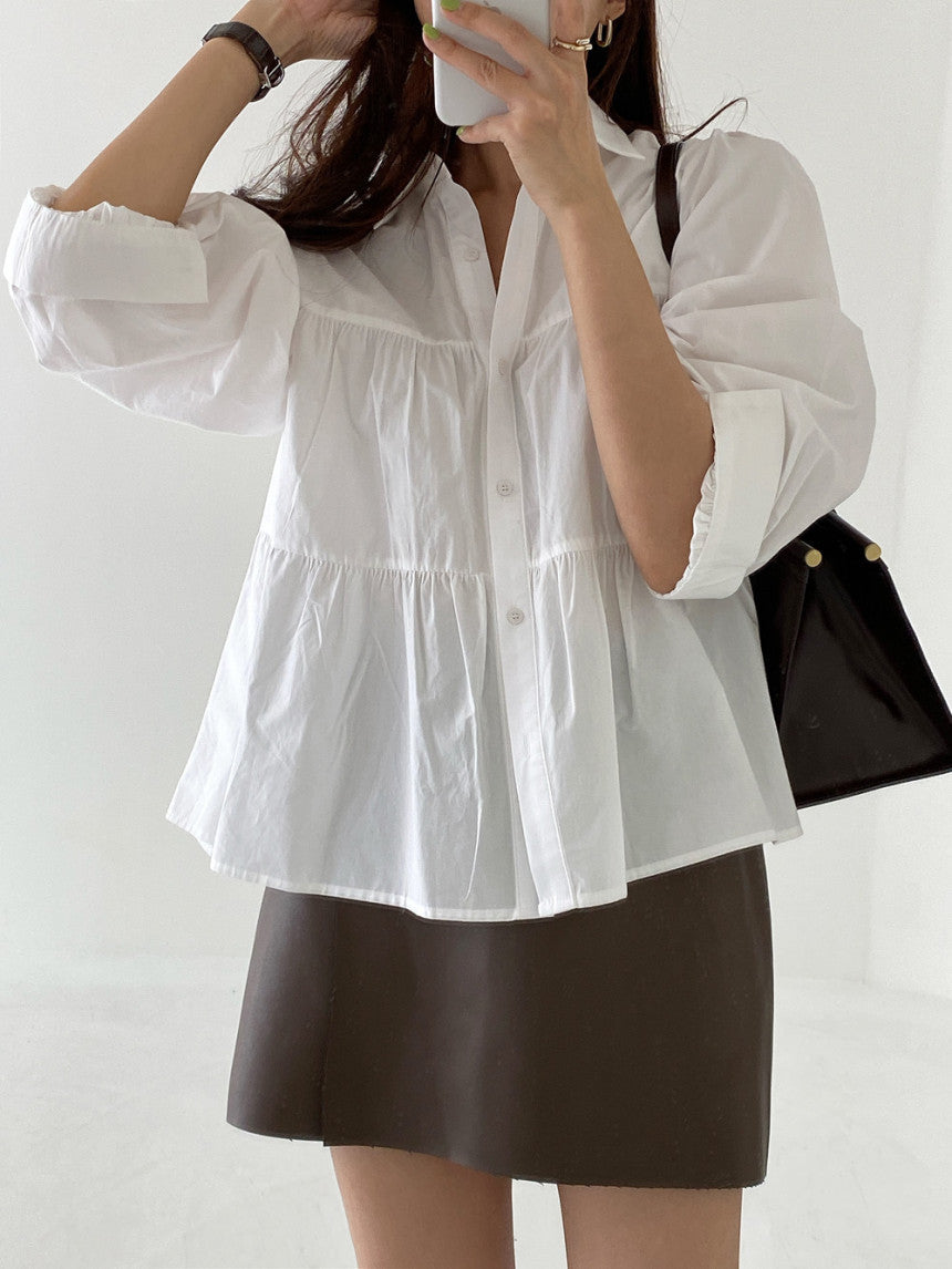 Blouse à boutonnage élégant en couches pour femmes Chic und Stil