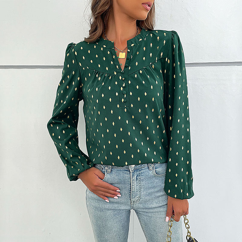 Chemise femme avec imprimé fin et détails de boutons Chic und Stil
