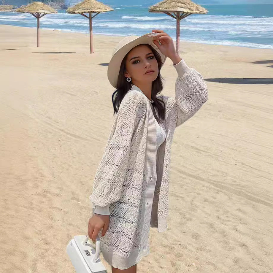 Cardigan femme avec motif crochet artistique et coupe aérienne Chic und Stil