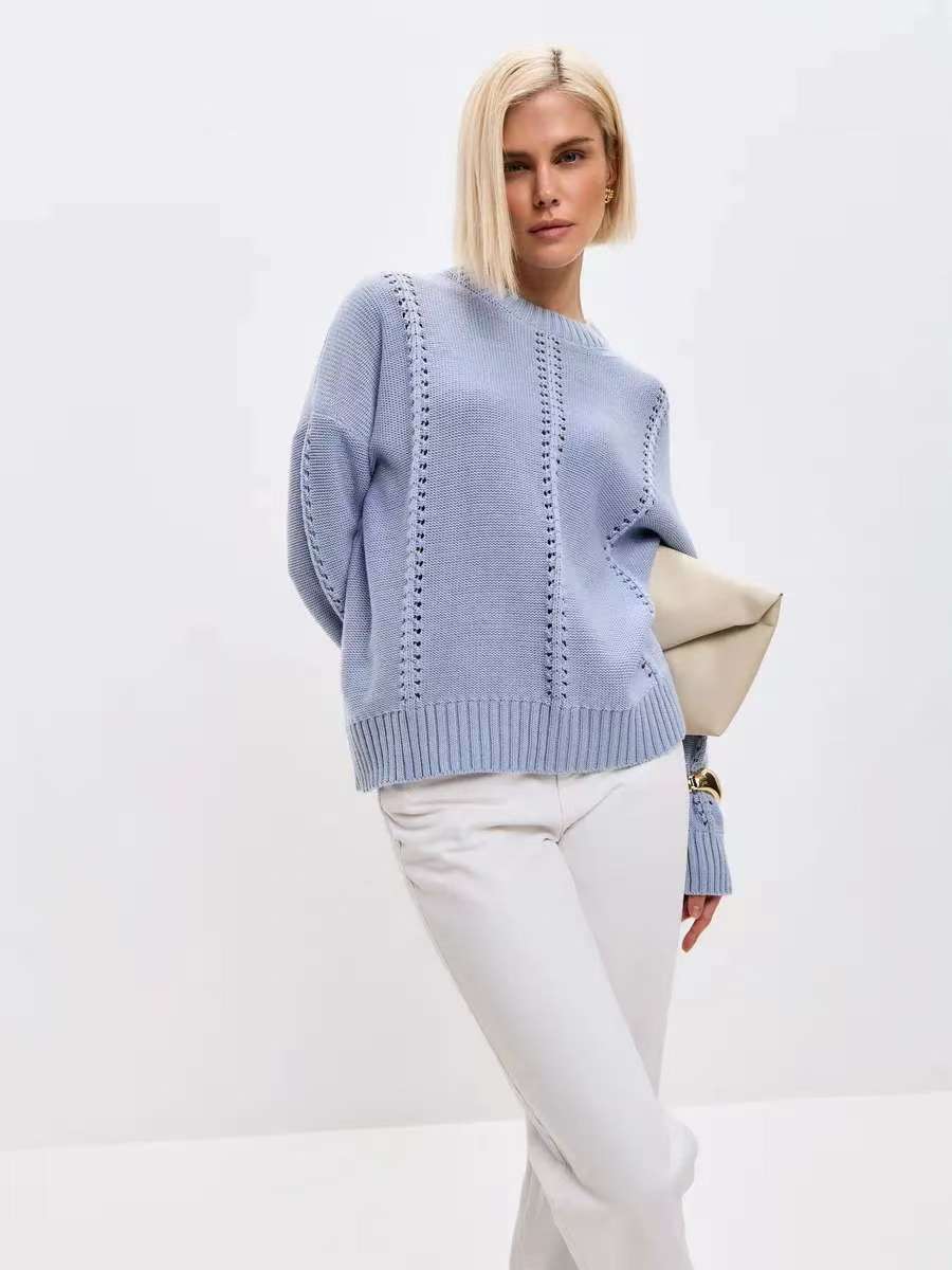 Pull en maille épaisse pour femmes avec une structure élégante et une coupe ample Chic und Stil