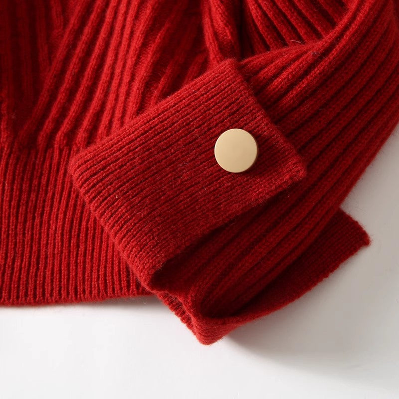 Pull en tricot côtelé pour femme avec détail de bouton Chic und Stil