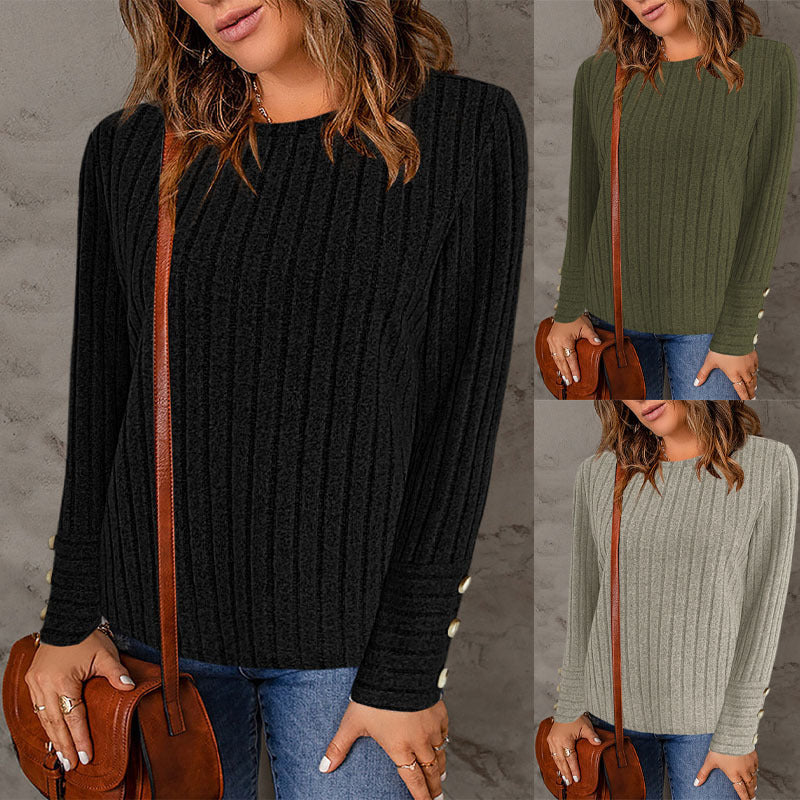 Pull fin pour femmes avec une élégante structure en rib et des détails de boutons Chic und Stil