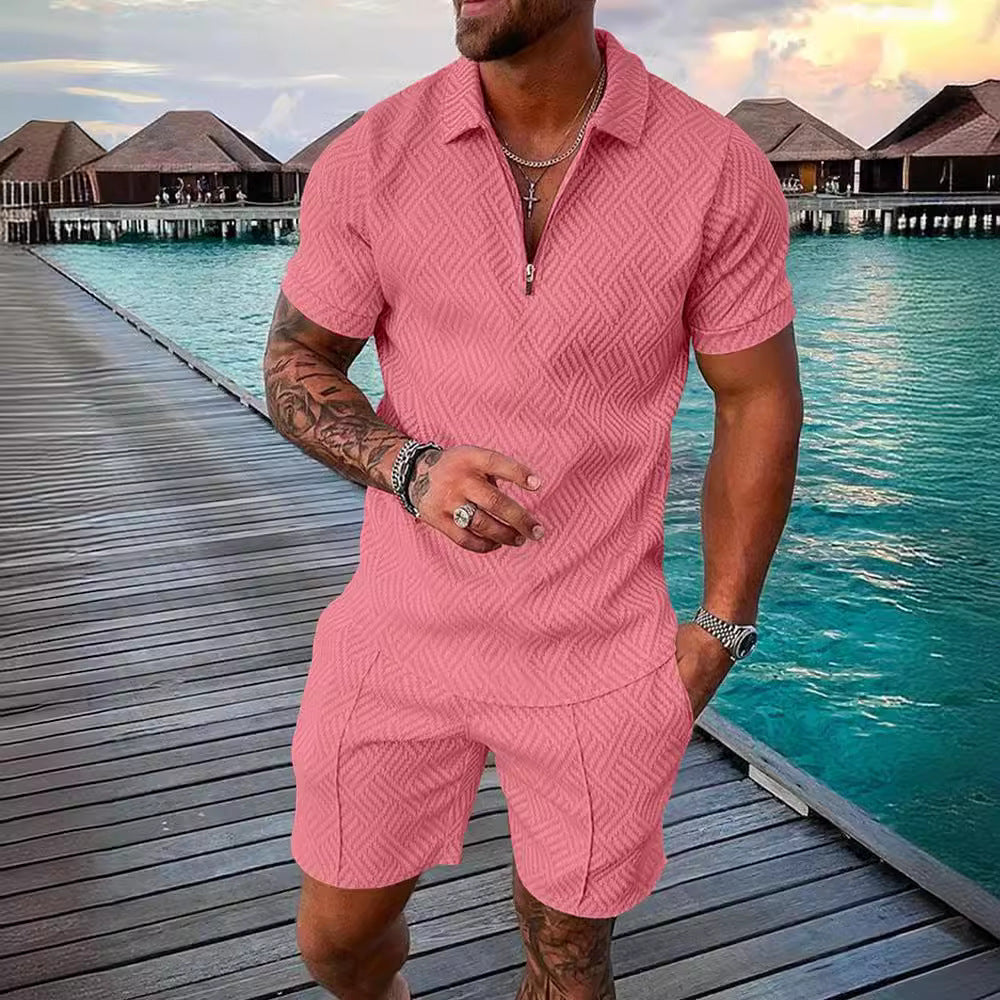 Combinaison courte tendance pour hommes avec un design texturé Chic und Stil