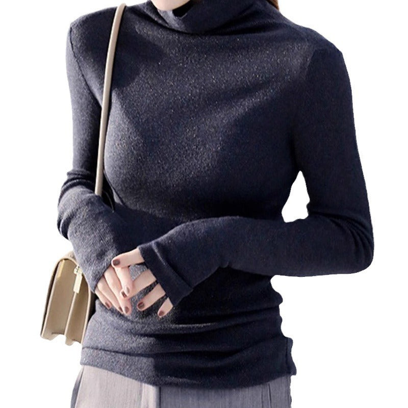 Haut à col roulé étincelant à manches longues pour femmes Chic und Stil