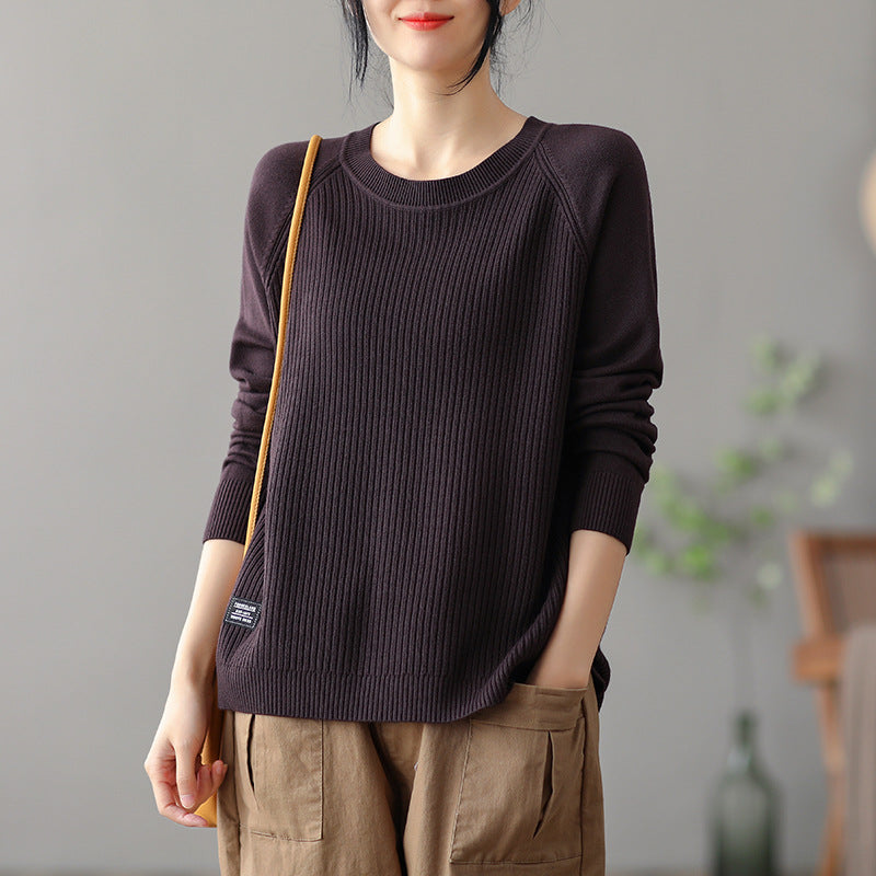 Pull-over en tricot côtelé décontracté pour femmes avec poches latérales Chic und Stil