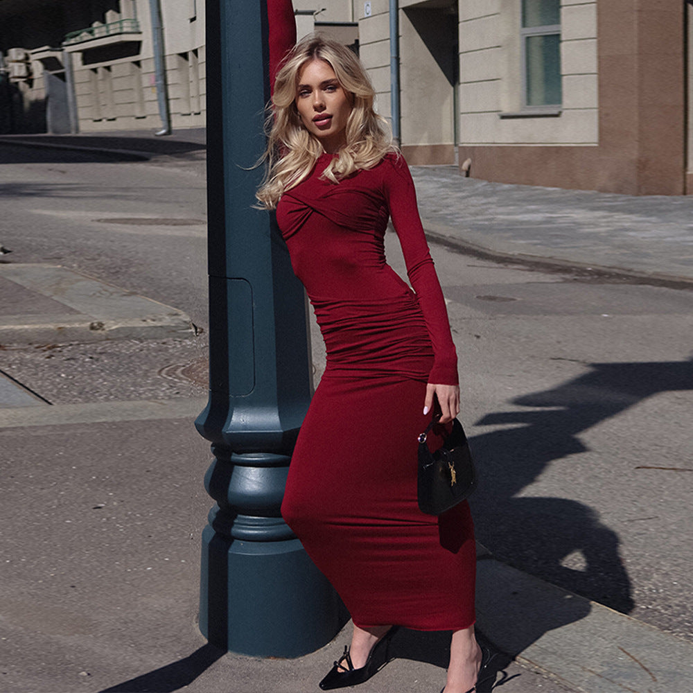 Robe maxi élégante et ajustée pour femmes avec fronces Chic und Stil