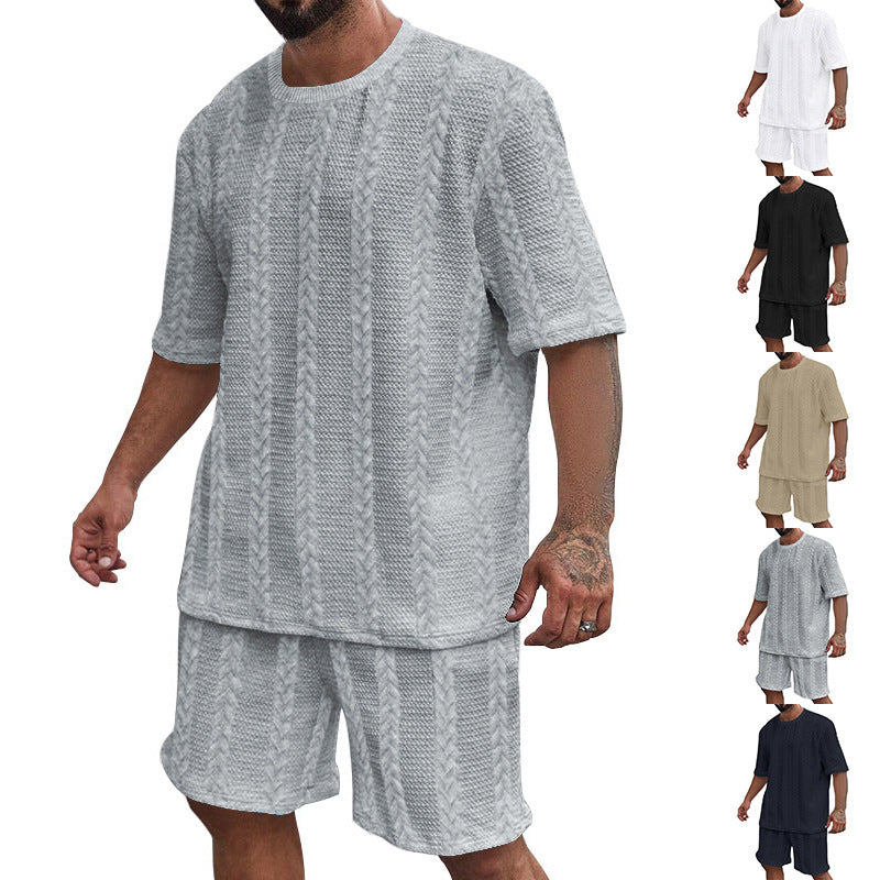 Hommes ensemble en tricot confortable avec haut court et shorts Chic und Stil