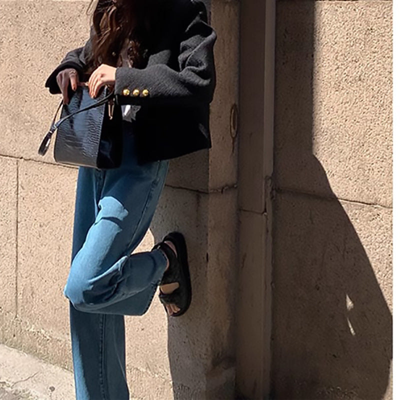 Blazer boutonné en tricot texturé pour femme Chic und Stil