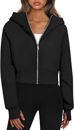 Veste à capuche cropped pour femmes avec fermeture éclair intégrale Chic und Stil