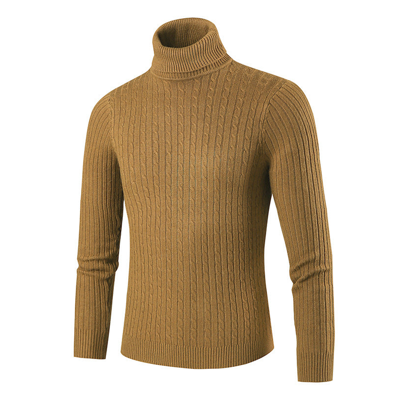 Pull-over à col roulé pour hommes avec un motif côtelé classique Chic und Stil