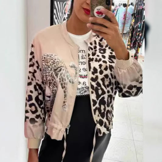 Veste bomber pour femmes avec imprimé animal et bords élastiques Chic und Stil