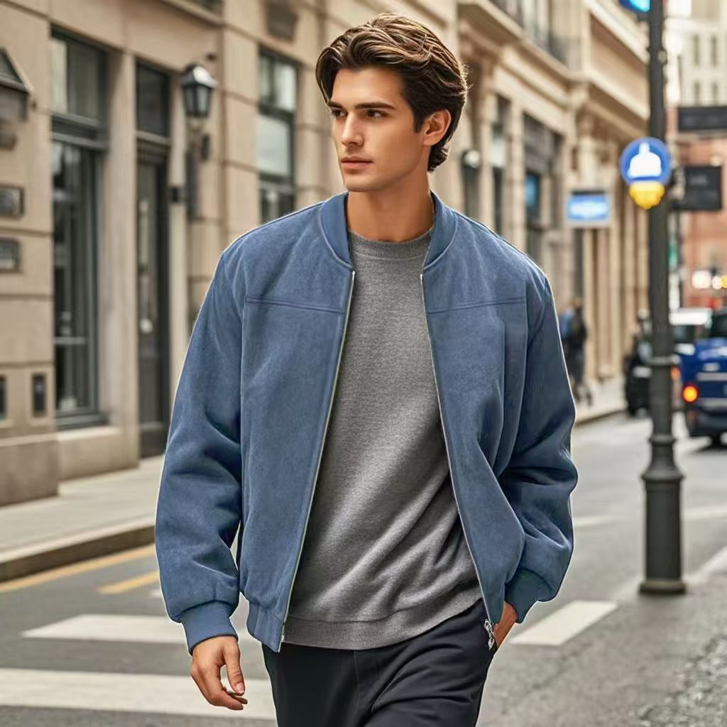 Veste bomber décontractée pour hommes avec col haut et poches pratiques Chic und Stil