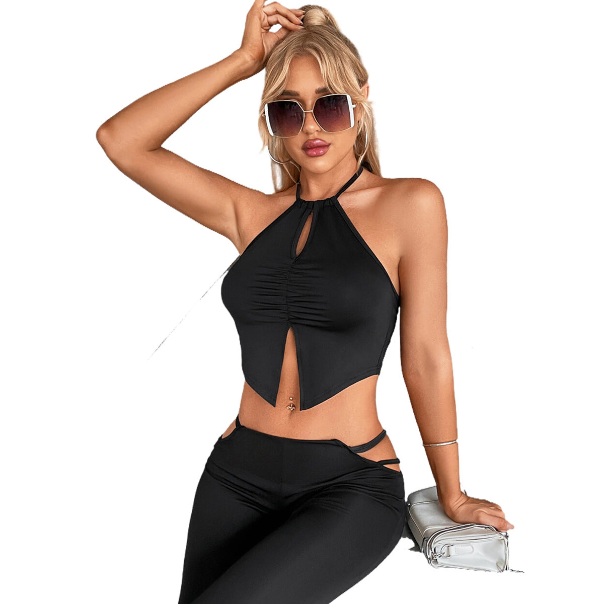 Top à dos nu pour femmes avec une fente ludique Chic und Stil