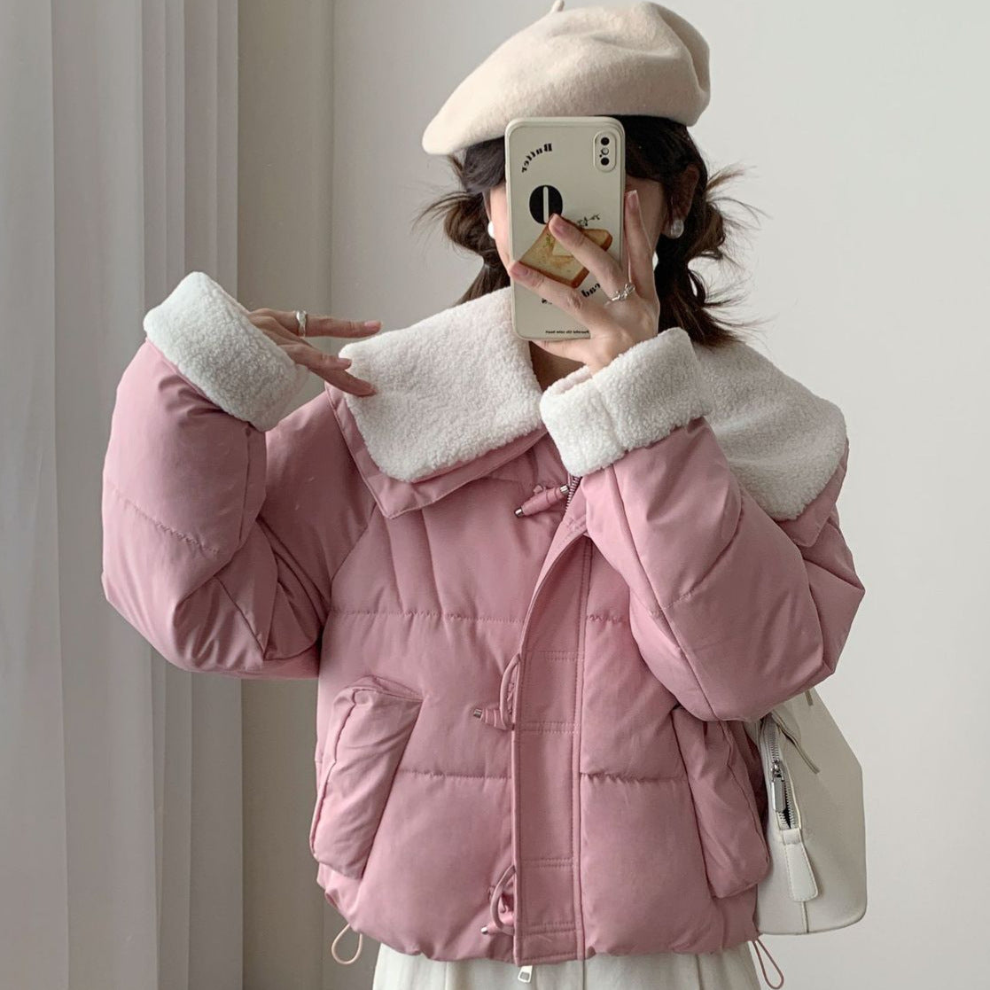 Dames Duvet doux avec col en fausse fourrure amovible Chic und Stil