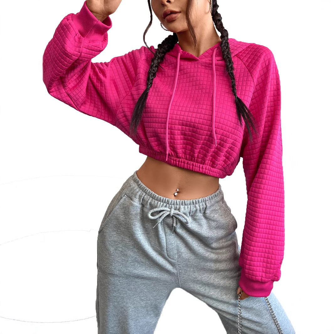 Dames crop hoodie en matériau matelassé Chic und Stil