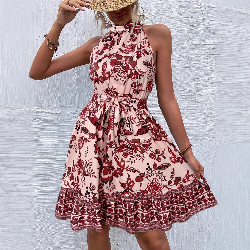Robe Midi Fleurie Femme avec Design Dos Nu Chic und Stil