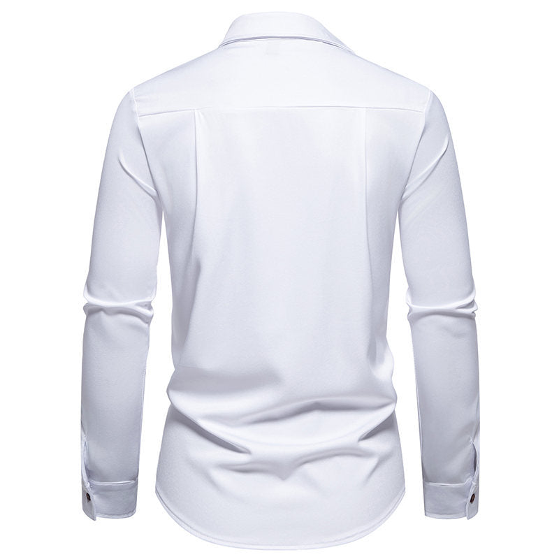 Chemise à manches longues pour hommes avec col innovant et design asymétrique Chic und Stil