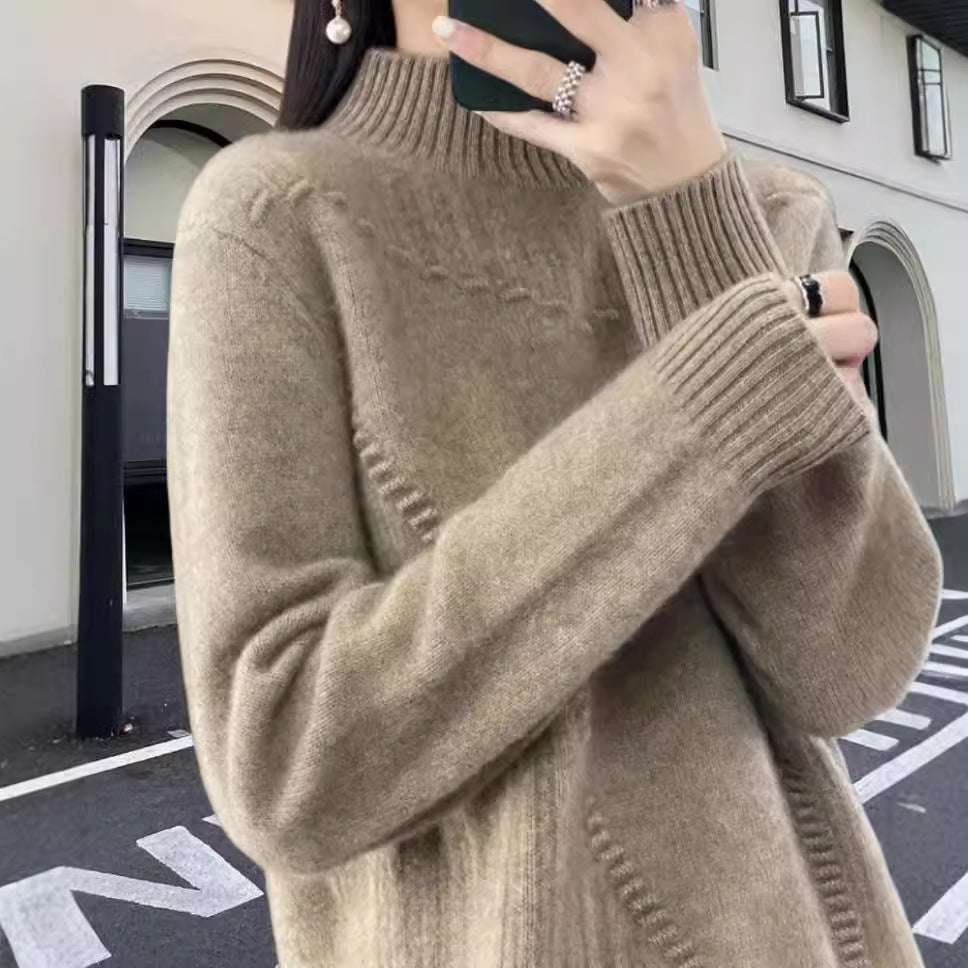 Pull en tricot pour femmes avec col montant élégant et design structuré Chic und Stil