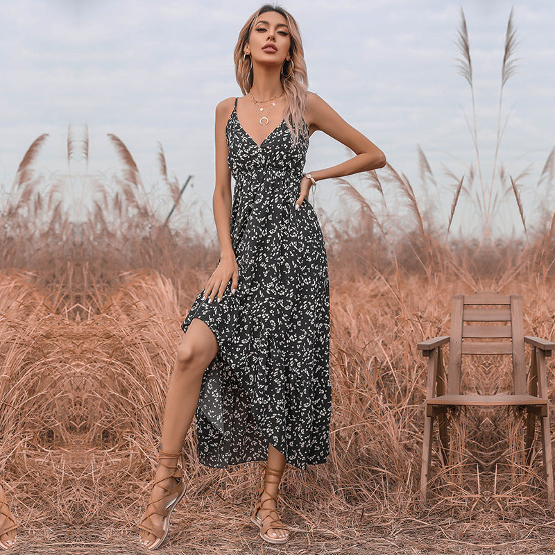 Robe maxi boho femme à couches avec bretelles réglables Chic und Stil