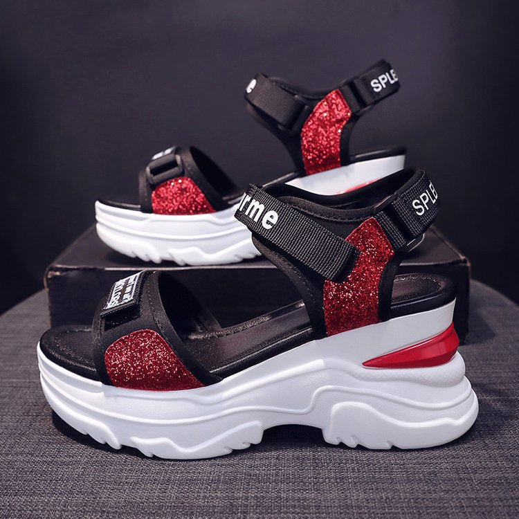 Sandales Sportives pour Femmes avec Design de Sangle Scintillante Chic und Stil